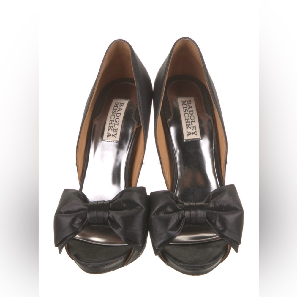 Satin bow heels
